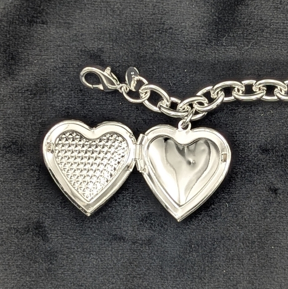 Sterling Silver Heart Locket Charm Bracelet Adjustable 925 Picture - Picture 5 of 6